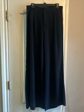 Wide Leg High-Rise Tuxedo Style Pants in Black